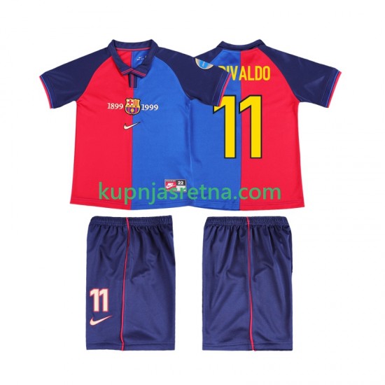 Dječja Domaći Home Dresova FC Barcelona RIVALDO 11 Retro 1999 2000 Kratkih Rukava