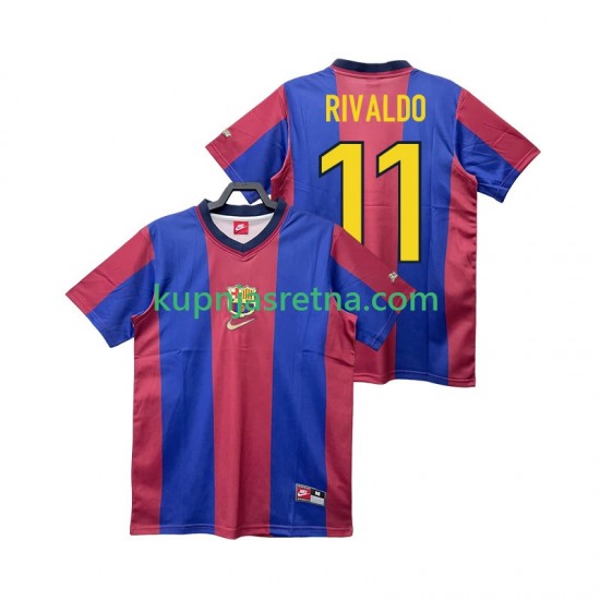 Muškarci Domaći Home Dresova FC Barcelona RIVALDO 11 Retro 1998 1999 Kratkih Rukava