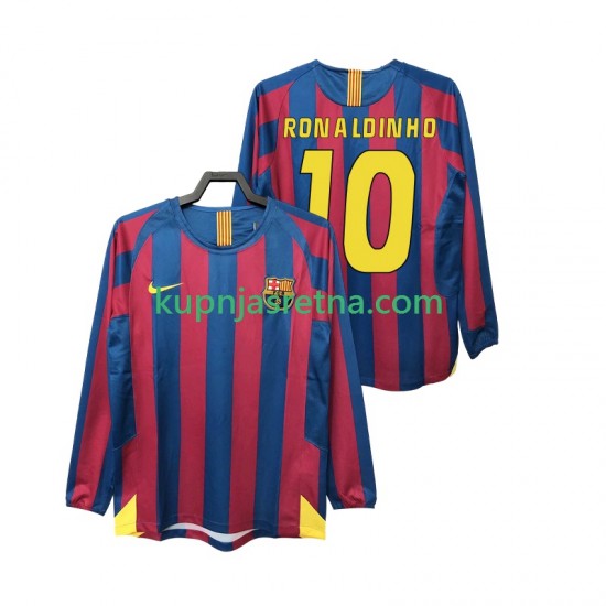 Muškarci Domaći Home Dresova FC Barcelona RONALDINHO 10 Retro 2005 2006 Dugim Rukavima
