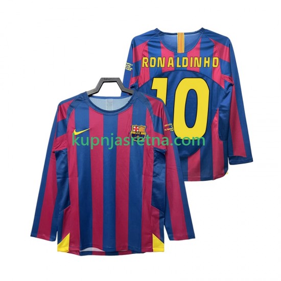 Muškarci Domaći Home Dresova FC Barcelona RONALDINHO 10 Retro Champions League 2005 2006 Dugim Rukavima