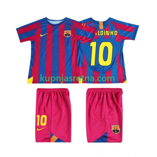 Dječja Domaći Home Dresova FC Barcelona RONALDINHO 10 Retro Champions League 2005 2006 Kratkih Rukava