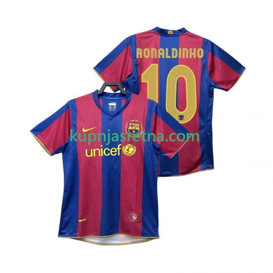 Muškarci Domaći Home Dresova FC Barcelona RONALDINHO 10 Retro 2007 2008 Kratkih Rukava