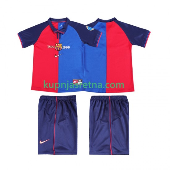 Dječja Domaći Home Dresova FC Barcelona Retro 1999 2000 Kratkih Rukava