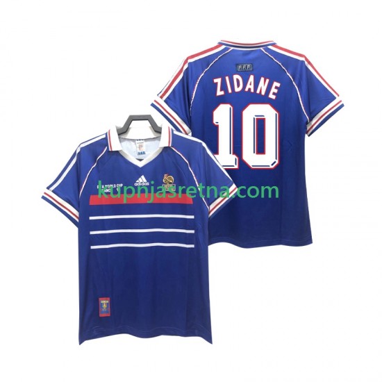 Muškarci Domaći Home Dresova Francuska ZIDANE 10 Retro 1998 Kratkih Rukava