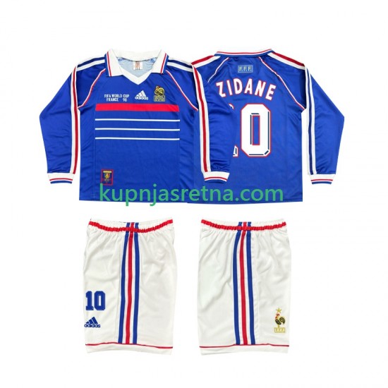 Dječja Domaći Home Dresova Francuska ZINANE 10 Retro 1998 Dugim Rukavima
