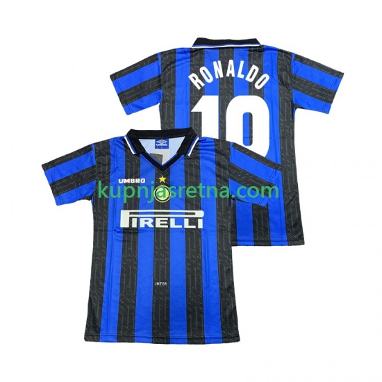 Muškarci Domaći Home Dresova Inter Milan Ronaldo 10 Retro 1997 1998 Kratkih Rukava