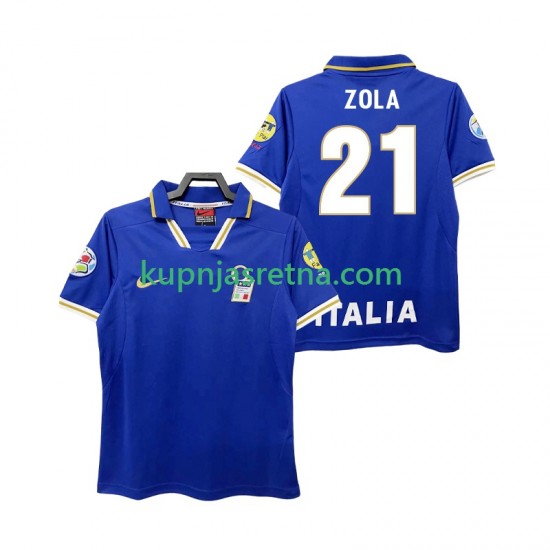 Muškarci Domaći Home Dresova Italija ZOLA 21 Retro 1996 Kratkih Rukava