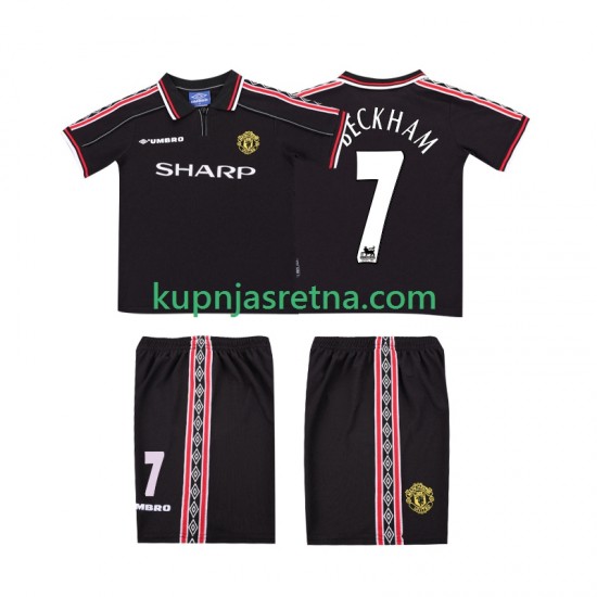 Dječja Gostujući Away Dresova Manchester United Beckham 7 Retro 1998 1999 Kratkih Rukava