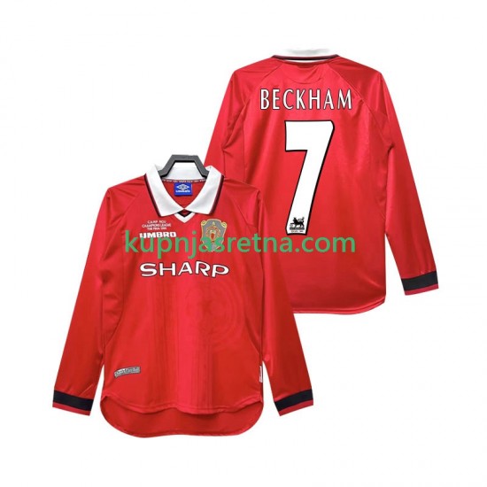Muškarci Domaći Home Dresova Manchester United Beckham 7 Retro 1999 2000 Dugim Rukavima