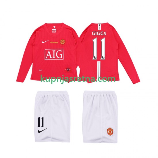 Dječja Domaći Home Dresova Manchester United GIGGS 11 Retro Premier League 2008 2009 Dugim Rukavima