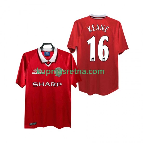 Muškarci Domaći Home Dresova Manchester United Keane 16 Retro 1999 2000 Kratkih Rukava