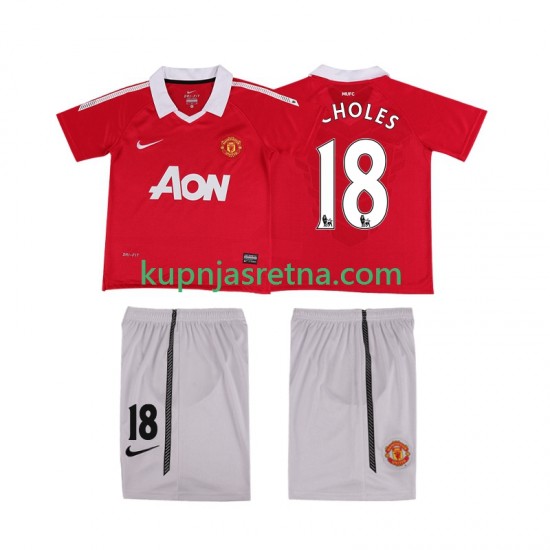 Dječja Domaći Home Dresova Manchester United SCHOLES 18 Retro 2010 2011 Kratkih Rukava