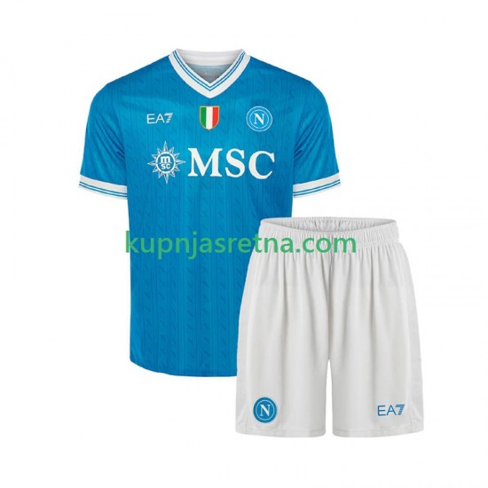 Dječja Domaći Home Dresova Napoli 2025-2026 Kratkih Rukava