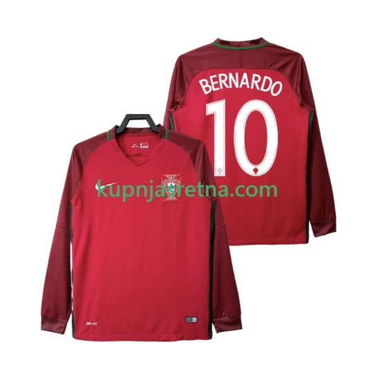 Muškarci Domaći Home Dresova Portugal BERNARDO 10 Retro 2016 Dugim Rukavima
