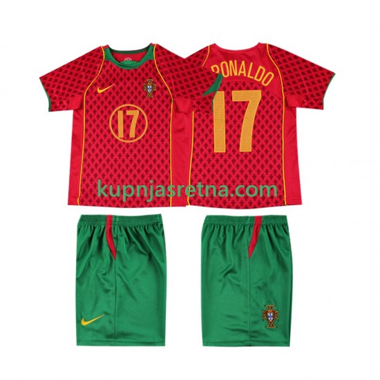 Dječja Domaći Home Dresova Portugal Cristiano Ronaldo 17 Retro 2004 Kratkih Rukava