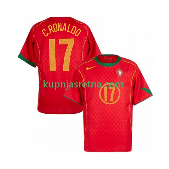 Muškarci Domaći Home Dresova Portugal Cristiano Ronaldo 17 Retro 2004 Kratkih Rukava