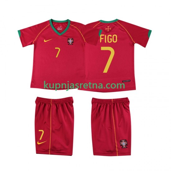 Dječja Domaći Home Dresova Portugal FIGO 7 Retro 2006 Kratkih Rukava