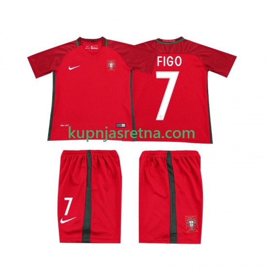 Dječja Domaći Home Dresova Portugal Retro FIGO 7 2016 Kratkih Rukava
