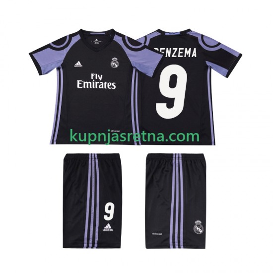 Dječja Treći Dresova Real Madrid BENZEMA 9 Retro 2016 2017 Kratkih Rukava