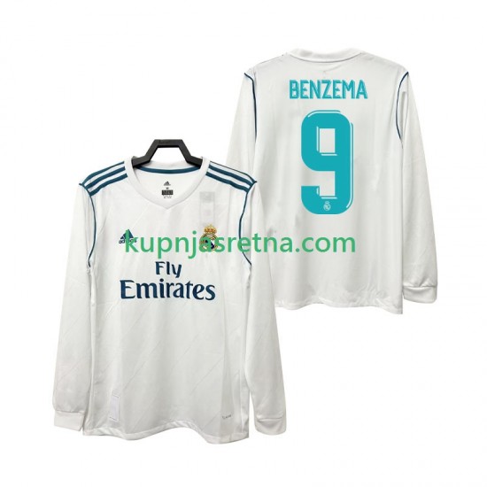 Muškarci Domaći Home Dresova Real Madrid BENZEMA 9 Retro 2017 2018 Dugim Rukavima