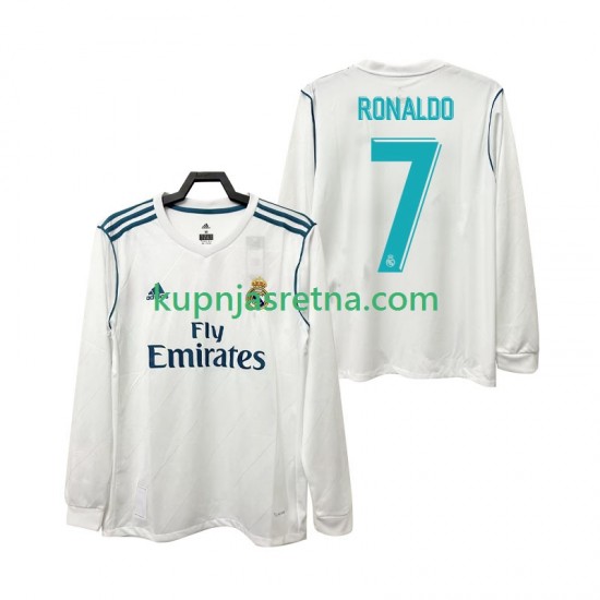 Muškarci Domaći Home Dresova Real Madrid CRISTIANO RONALDO 7 Retro 2017 2018 Dugim Rukavima