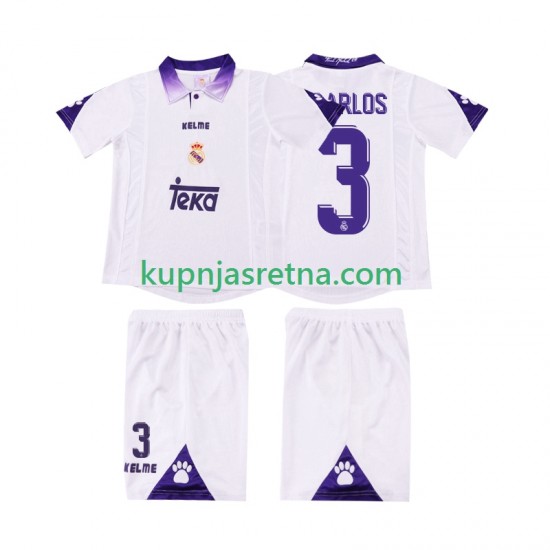 Dječja Domaći Home Dresova Real Madrid R CARLOS 3 Retro 1997 1998 Kratkih Rukava