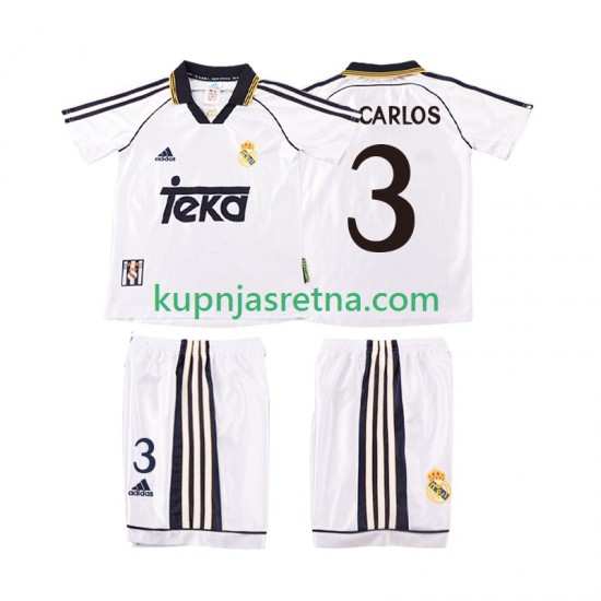 Dječja Domaći Home Dresova Real Madrid R CARLOS 3 Retro 1998 2000 Kratkih Rukava