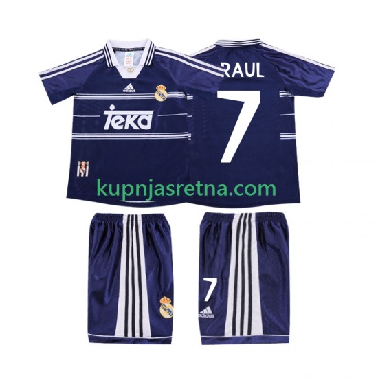 Dječja Gostujući Away Dresova Real Madrid RAUL 7 Retro 1998 1999 Kratkih Rukava