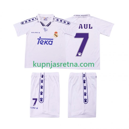 Dječja Domaći Home Dresova Real Madrid RAUL 7 Retro 1994 1996 Kratkih Rukava