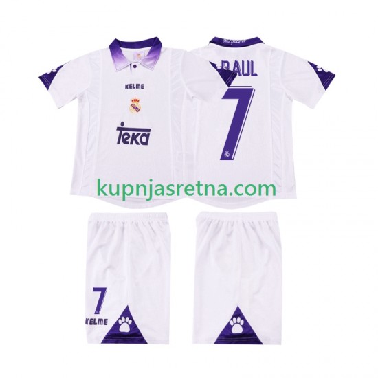Dječja Domaći Home Dresova Real Madrid RAUL 7 Retro 1997 1998 Kratkih Rukava