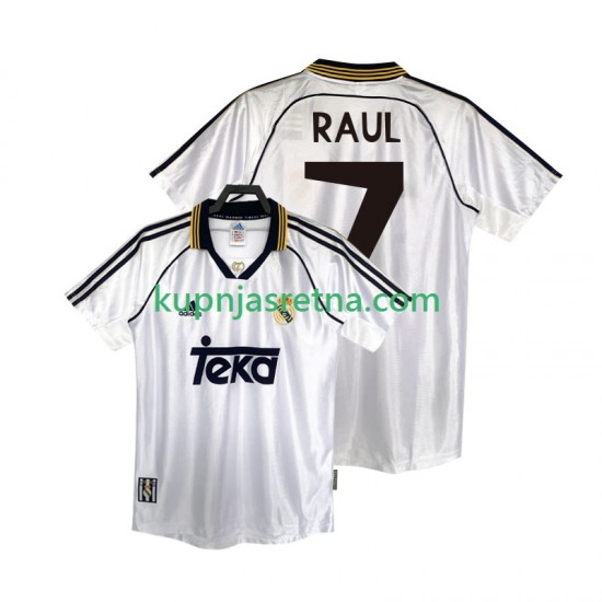 Muškarci Domaći Home Dresova Real Madrid RAUL 7 Retro 1998 2000 Kratkih Rukava