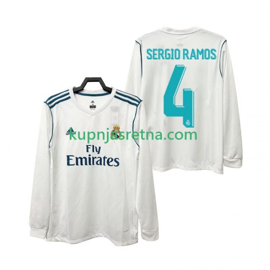 Muškarci Domaći Home Dresova Real Madrid SERGIO RAMOS 4 Retro 2017 2018 Dugim Rukavima