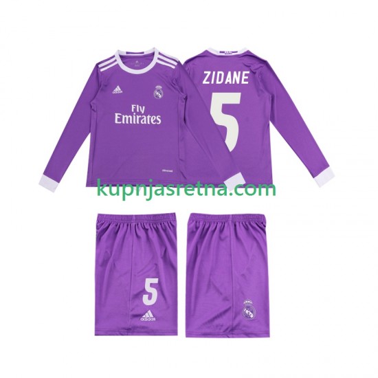 Dječja Gostujući Away Dresova Real Madrid ZIDANE 5 Retro 2016 Dugim Rukavima