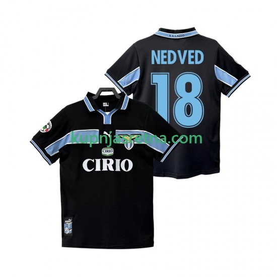 Muškarci Gostujući Away Dresova SS Lazio NEDVED 18 Retro 1998 1999 Kratkih Rukava