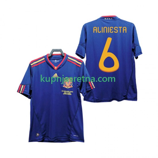 Muškarci Gostujući Away Dresova Španjolska Andres Iniesta 6 Retro 2010 Kratkih Rukava