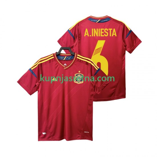 Muškarci Domaći Home Dresova Španjolska Andres Iniesta 6 Retro 2012 Kratkih Rukava