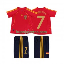 Dječja Domaći Home Dresova Španjolska DAVID VILLA 7 Retro 2008 Kratkih Rukava