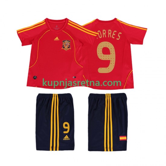 Dječja Domaći Home Dresova Španjolska TORRES 9 Retro 2008 Kratkih Rukava