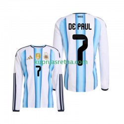 Muškarci Domaći Home Dresova Argentina Rodrigo De Paul 7 World Cup 2026 Dugim Rukavima