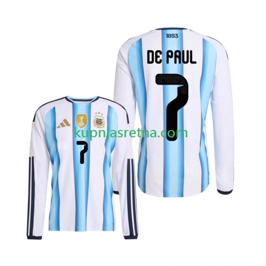 Muškarci Domaći Home Dresova Argentina Rodrigo De Paul 7 World Cup 2026 Dugim Rukavima