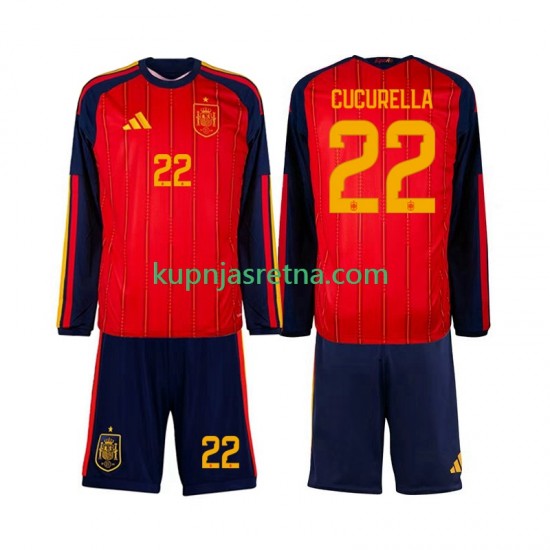 Dječja Domaći Home Dresova Španjolska Marc Cucurella 22 World Cup 2026 Dugim Rukavima