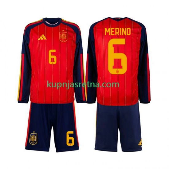 Dječja Domaći Home Dresova Španjolska Mikel Merino 6 World Cup 2026 Dugim Rukavima