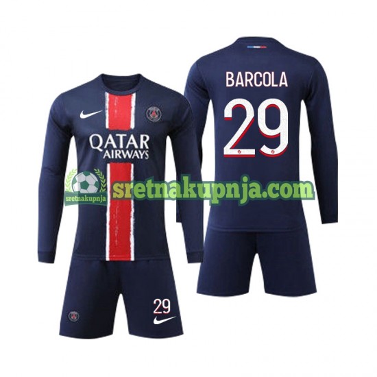 Dječja Domaći Home Dresova Paris Saint-Germain Bradley Barcola 29 2024-2025 Dugim Rukavima