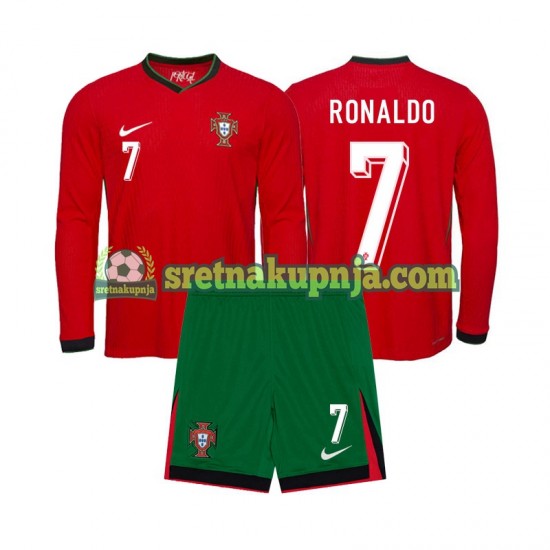 Dječja Domaći Home Dresova Portugal Ronaldo 7 Euro 2024 Dugim Rukavima