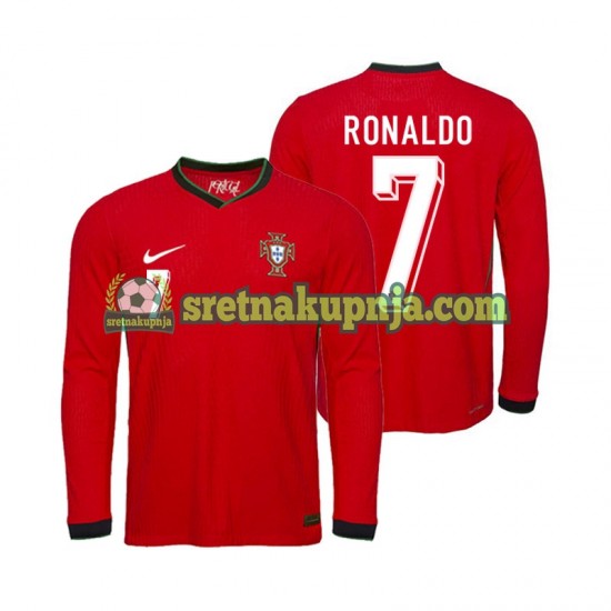 Muškarci Domaći Home Dresova Portugal Ronaldo 7 Euro 2024 Dugim Rukavima