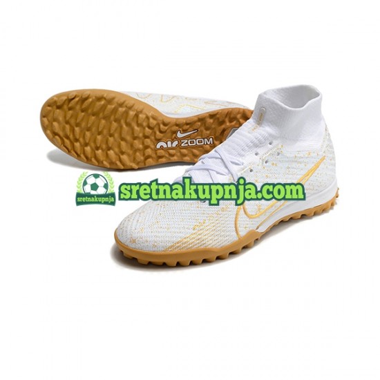 Nike Air Zoom Mercurial Vapor XV Elite TF Fotballsko Hvit Žuta boja Nogometne kopačke