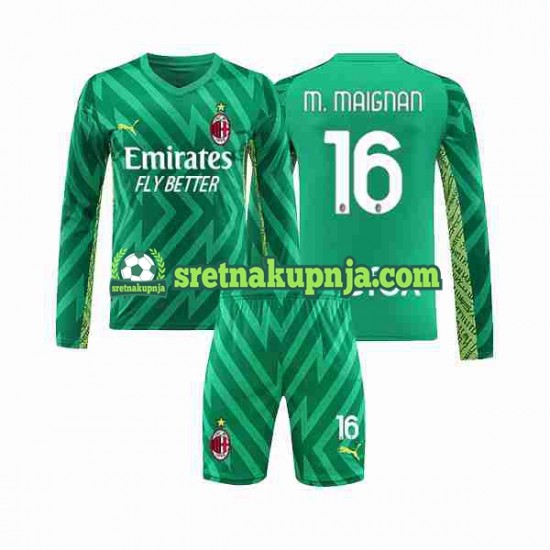 Dječja Domaći Home Golmanski Dresova AC Milan Mike Maignan 16 2023-2024 Dugim Rukavima