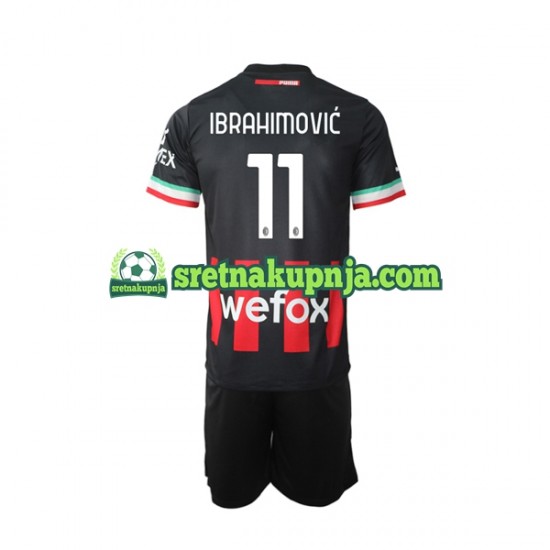 Dječja Domaći Home Dresova AC Milan Ibrahimovic 11 2022-2023 Kratkih Rukava