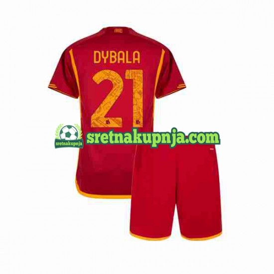 Dječja Domaći Home Dresova Roma Paulo Dybala 21 2023-2024 Kratkih Rukava