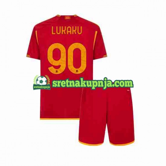Dječja Domaći Home Dresova Roma Romelu Lukaku 90 2023-2024 Kratkih Rukava